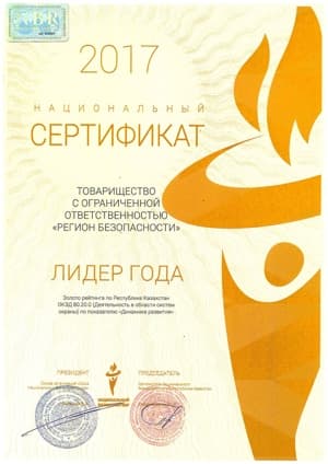 Диплом «Лидер года 2017»